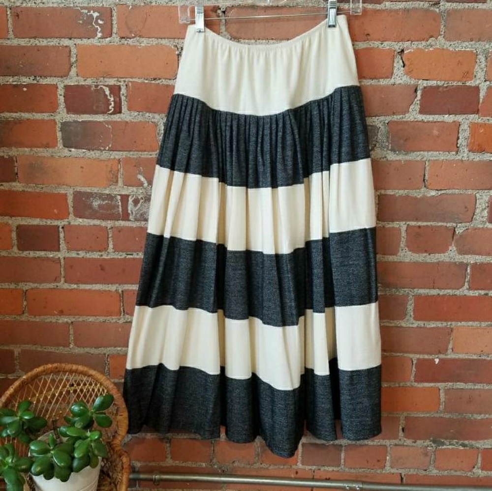 Vintage 80s Norma Kamali striped midi skirt